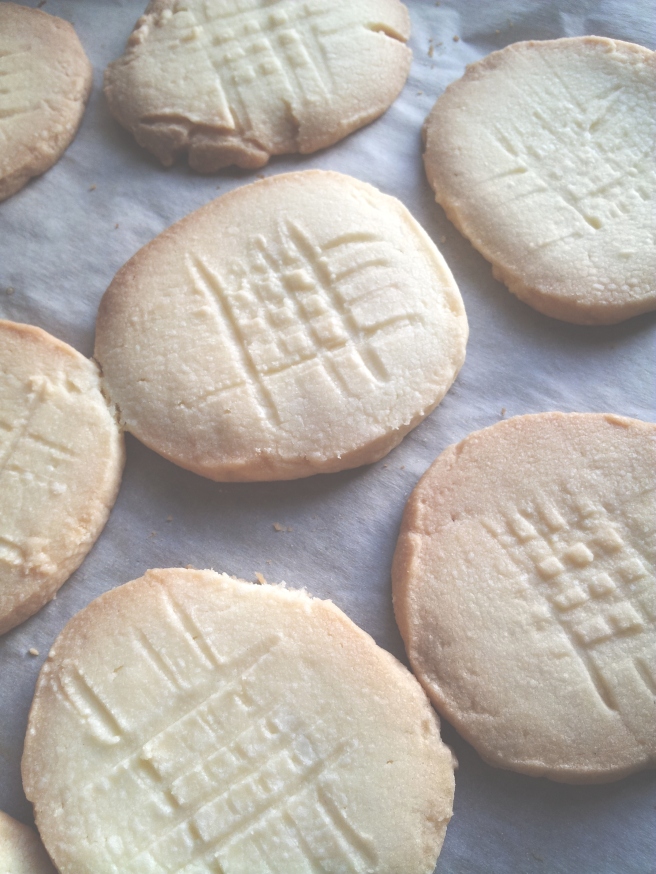 The first batch of shortbread cookies come out so nice.